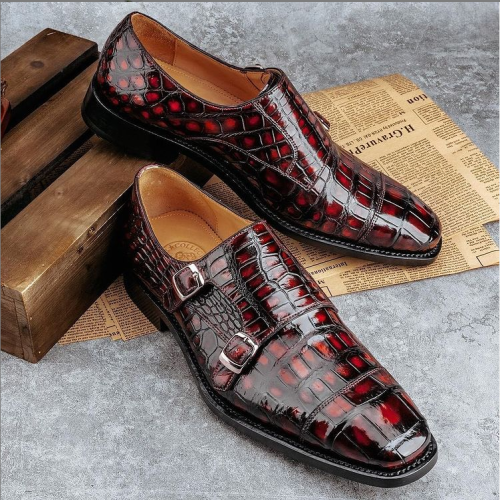 Crocodile Leather Fashion Men's Lace-up Shoes