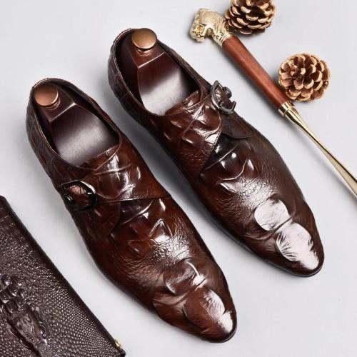 Men's Crocodile Leather Buckle Shoes