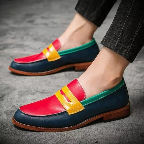 Color Mask Classic Fashion Handmade Male Loafers