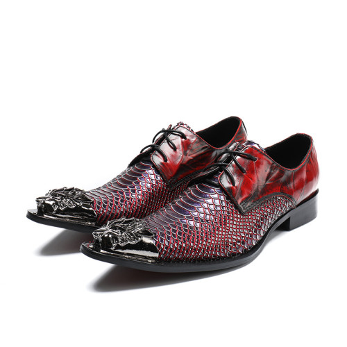 Men's Leather Crocodile Pattern Pointed Toe British Trendy Shoes