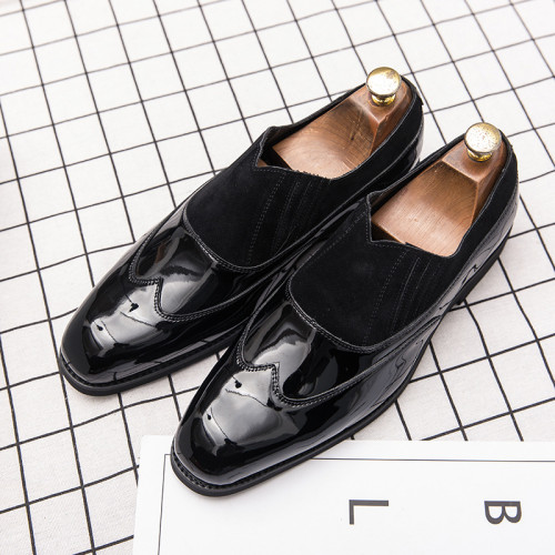 Polished Gradient Retro Stitching Leather Shoes