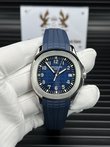 Patek Philippe Aquanaut 5168 SS 3KF 1:1 Best Edition Blue Textured Dial on Blue Rubber Strap A324 Clone