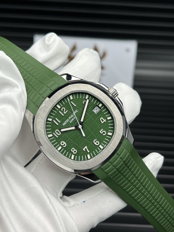 Patek Philippe Aquanaut 5168 SS 3KF 1:1 Best Edition GreenTextured Dial on Green Rubber Strap A324 Clone