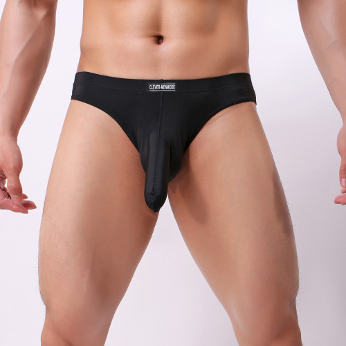 Men's sexy elephant trunk underwear, quick-drying and breathable, deodorant and antibacterial, smooth ice silk briefs solid color bullet separation design underwear
