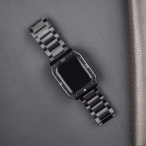 Suitable for applewatch apple watch strap, super anti-oxidation men's metal three-bead strap