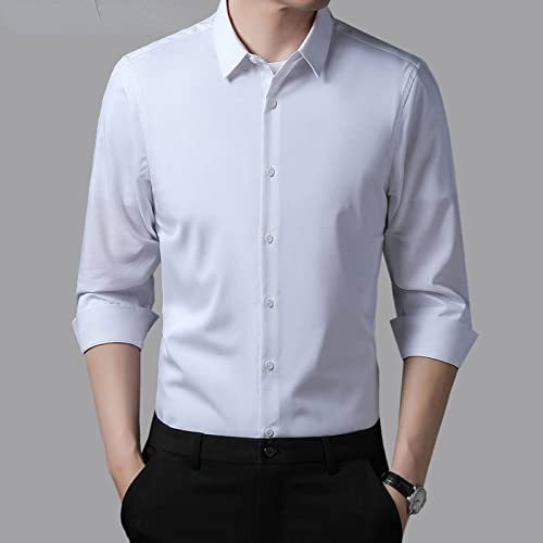 NC Men's Long-Sleeved Shirts, Young Men's Spring Clothes, Mulberry Silk Solid Color Casual Professional Shirts, Men's Tops, Business Etiquette Clothes
