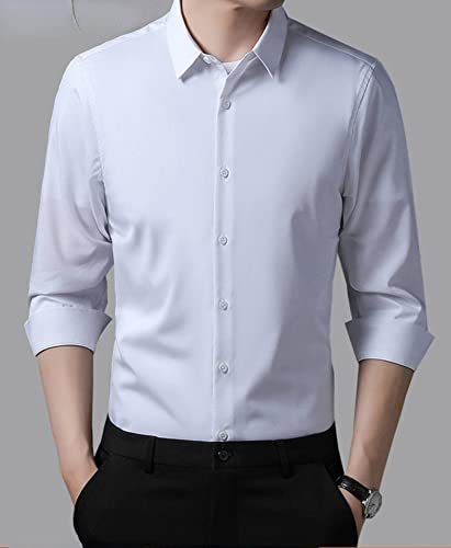 NC Men's Long-Sleeved Shirts, Young Men's Spring Clothes, Mulberry Silk Solid Color Casual Professional Shirts, Men's Tops, Business Etiquette Clothes