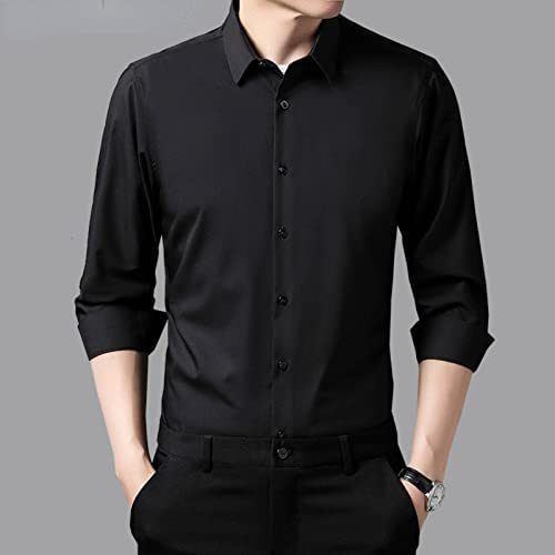 NC Men's Long-Sleeved Shirts, Young Men's Spring Clothes, Mulberry Silk Solid Color Casual Professional Shirts, Men's Tops, Business Etiquette Clothes