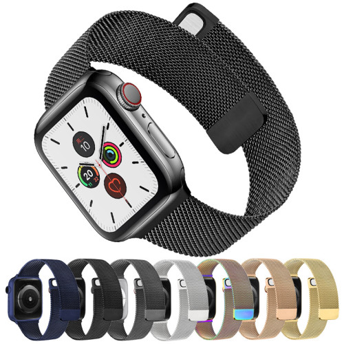 Suitable for Apple 7th generation watch stainless steel metal strap, apple watch Milanese double-section magnetic wristband
