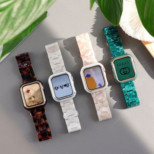 Suitable for Apple watch4/5/6, apple resin strap iwatch strap + pc case one color set