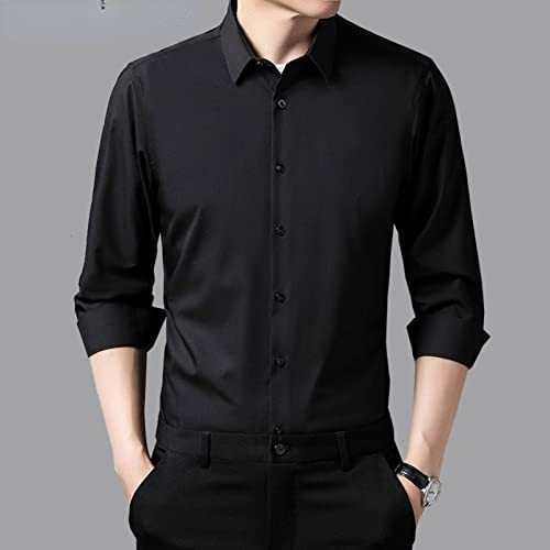 NC Men's Long-Sleeved Shirts, Young Men's Spring Clothes, Mulberry Silk Solid Color Casual Professional Shirts, Men's Tops, Business Etiquette Clothes