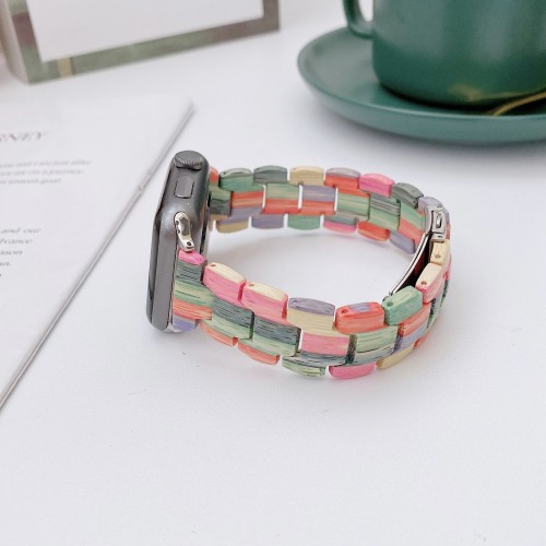 Applicable to Apple watch Apple iwatch1/2/3/4/5/6 generation general new wooden beads fashion strap, super anti-oxidation and anti-corrosion