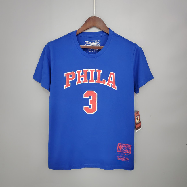 Allen Iverson Philadelphia 76ers Casual T-shirt Blue