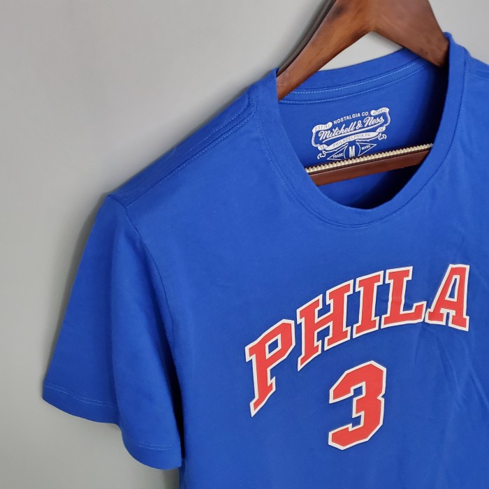 Allen Iverson Philadelphia 76ers Casual T-shirt Blue