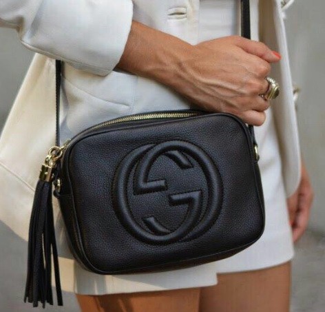 G GG Leather Bag in Black