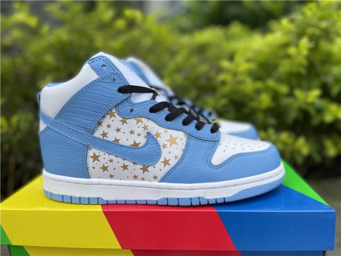 Authentic Supreme X Nike SB Dunk High Pro Blue