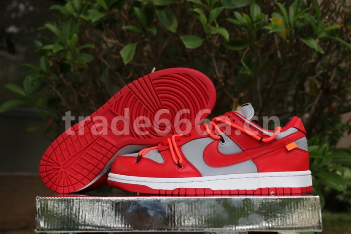 Authentic OFF-WHITE x Nike Dunk Low Red Grey