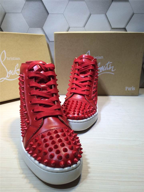 Super Max perfect Christian Louboutin High Top Sipke Red Leather White Sole Sneaker(with receipt)