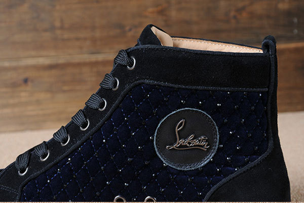 Super Max Perfect Christian Louboutin Strass Mens Flat Suede Navy Blue(with receipt)