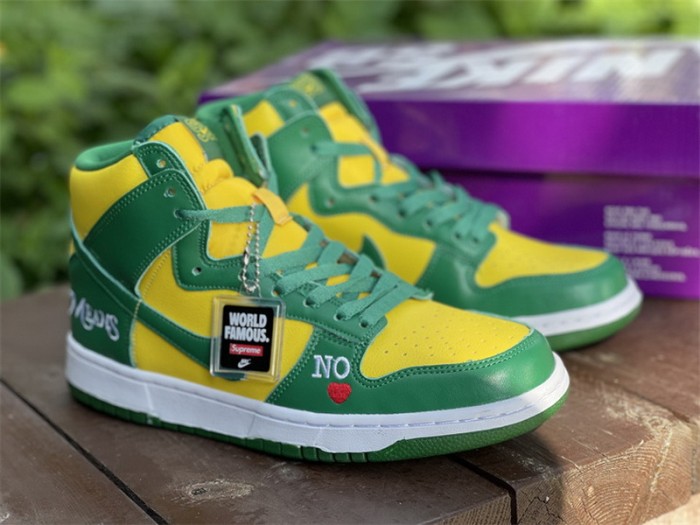 Authentic Supreme x Nike SB Dunk High “Brazil”