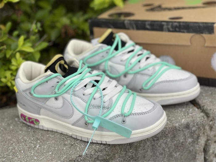 Authentic OFF-WHITE x Nike Dunk Low “The 50” Beige Grey Green