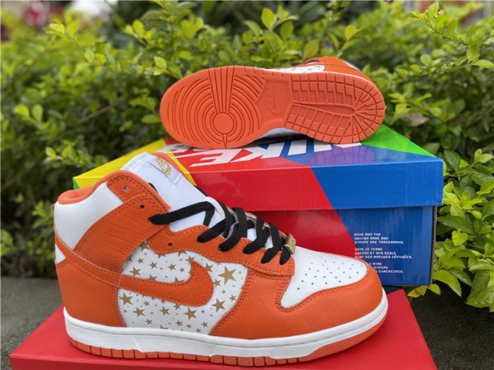 Authentic Supreme x Nike SB Dunk High”Stars Orange”