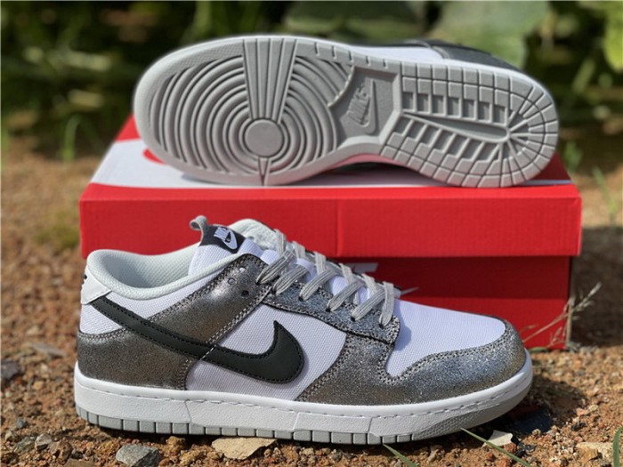 Authentic Nike Dunk Low White Silver