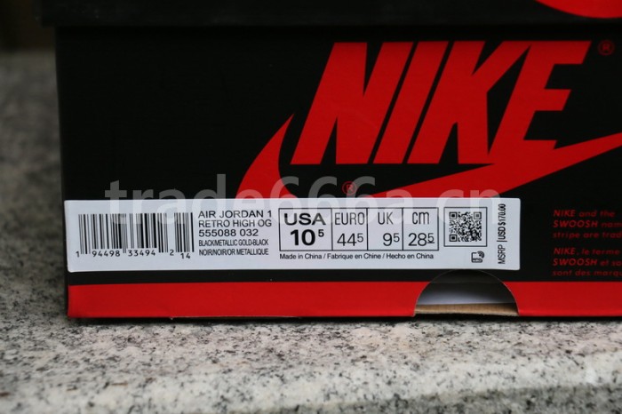 Authentic Air Jordan 1 High “Black Metallic Gold”