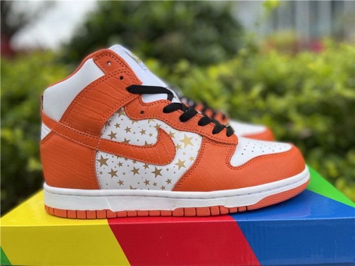 Authentic Supreme x Nike SB Dunk High”Stars Orange”