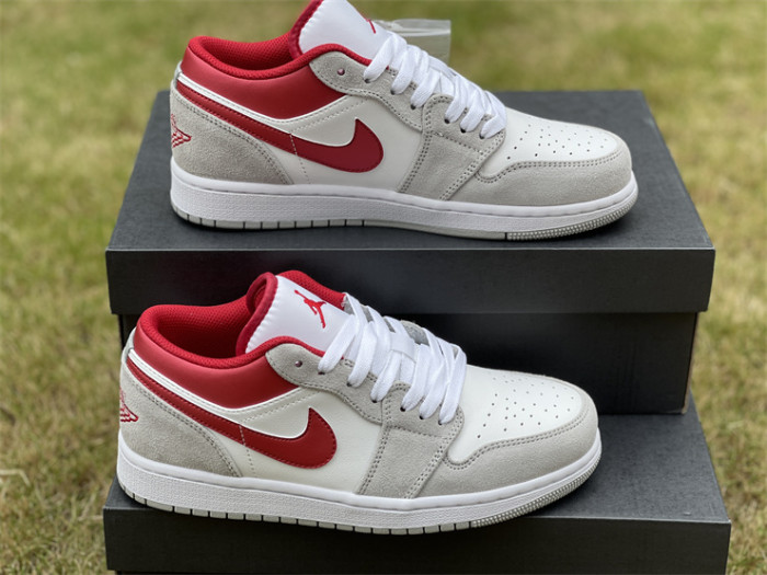 Authentic Air Jordan 1 Low Light Smoke Grey Gym Red