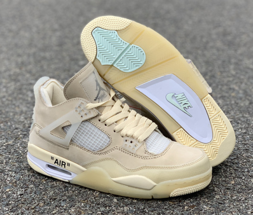 Authentic OFF-WHITE x Air Jordan 4 “Sail” Women Shoes