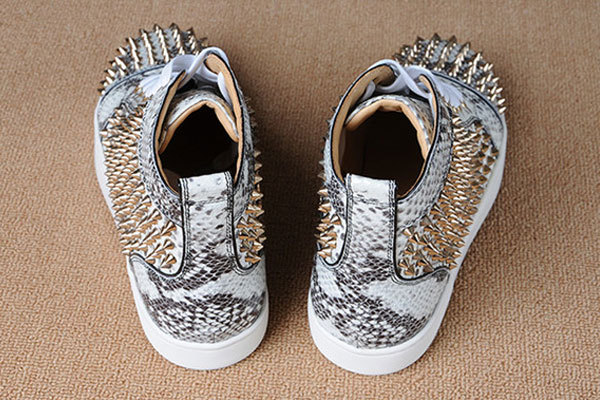 Super Max Perfect Christian Louboutin Louis Spikes Python Leather Men Flat With Golden Studs(with receipt)