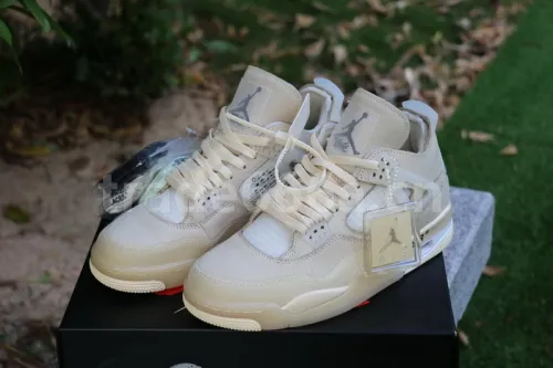 Authentic OFF-WHITE x Air Jordan 4 SP WMNS “Sail”