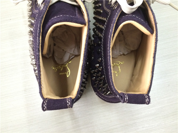 Super Max perfect Christian Louboutin Glossy Red Sole purple leather spike men's sneaker(with receipt)