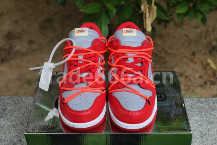 Authentic OFF-WHITE x Nike Dunk Low Red Grey