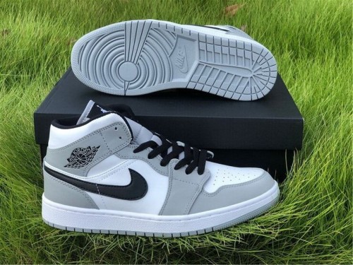 Authentic Air Jordan 1 Mid “Light Smoke Grey”Women Shoes