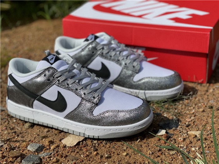 Authentic Nike Dunk Low White Silver
