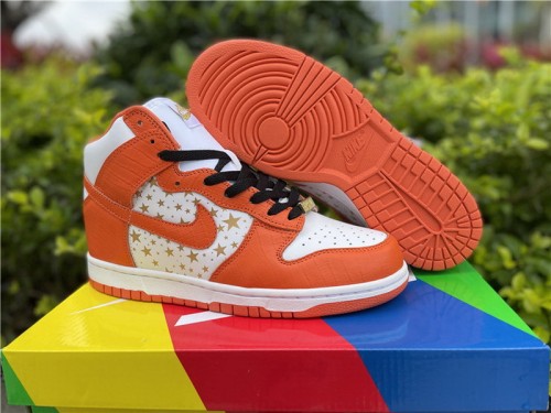 Authentic Supreme x Nike SB Dunk High”Stars Orange” Women Size