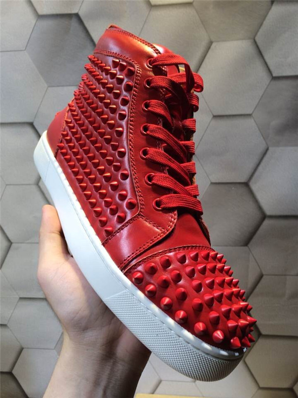 Super Max perfect Christian Louboutin High Top Sipke Red Leather White Sole Sneaker(with receipt)