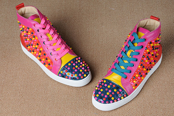 Super Max Perfect Christian Louboutin Louis Spikes Men's Flat ColorfulSuper Max Perfect Christian Louboutin Louis Spikes Python Leather Men Flat With Golden Studs(with receipt)