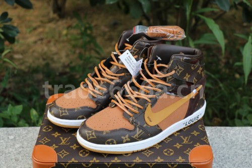 Authentic LV X OFF White X Air Jordan 1 with suitcase