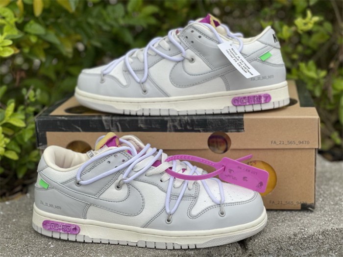 Authentic OFF-WHITE x Nike Dunk Low “The 50” Beige Purple
