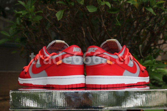 Authentic OFF-WHITE x Nike Dunk Low Red Grey