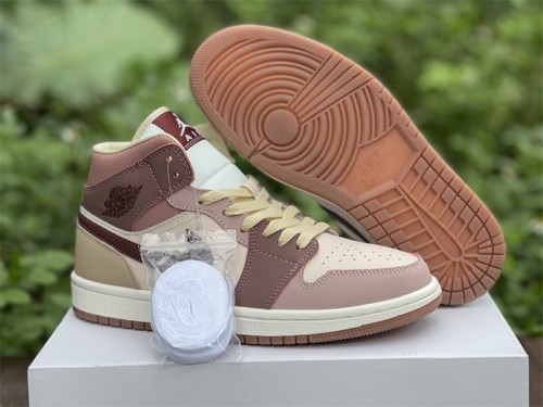 Authentic Air Jordan 1 Mid Brown/Pink GS