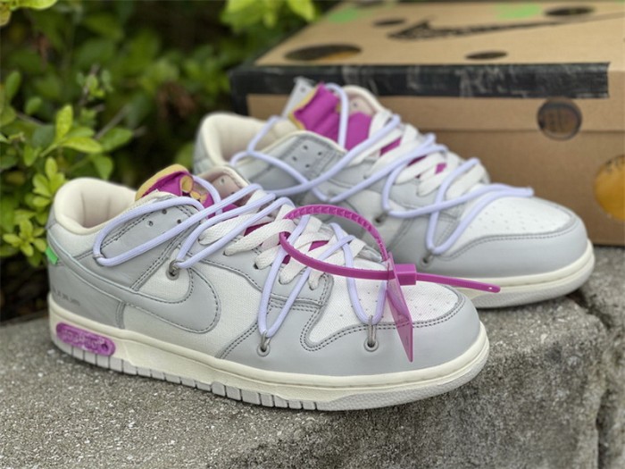 Authentic OFF-WHITE x Nike Dunk Low “The 50” Beige Purple