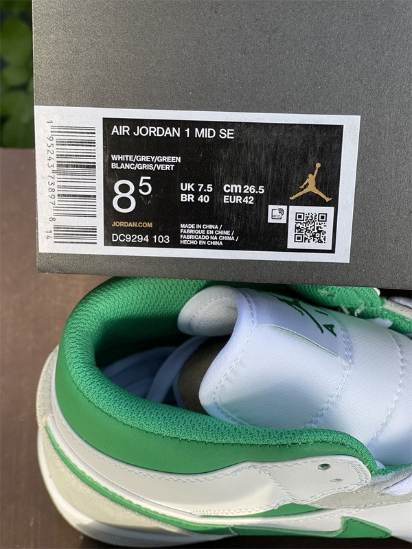 Authentic Air Jordan 1 Mid White Green