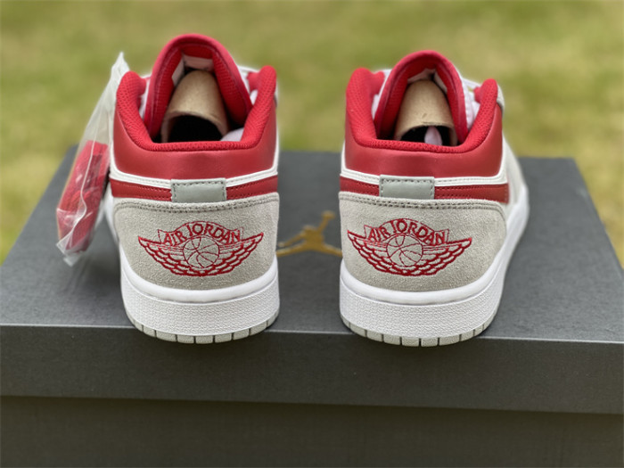 Authentic Air Jordan 1 Low Light Smoke Grey Gym Red