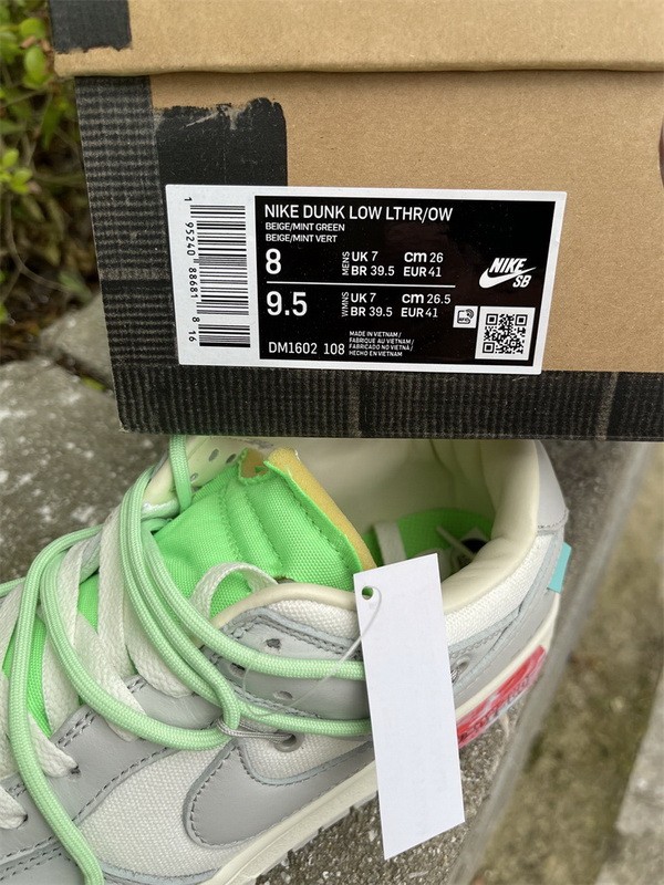 Authentic OFF-WHITE x Nike Dunk Low “The 50” Beige Mint Green