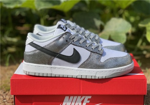 Authentic Nike Dunk Low White Silver