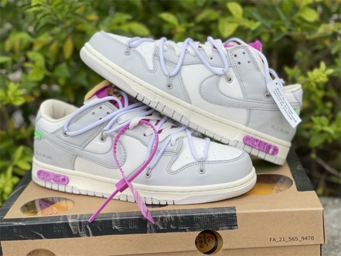 Authentic OFF-WHITE x Nike Dunk Low “The 50” Beige Purple
